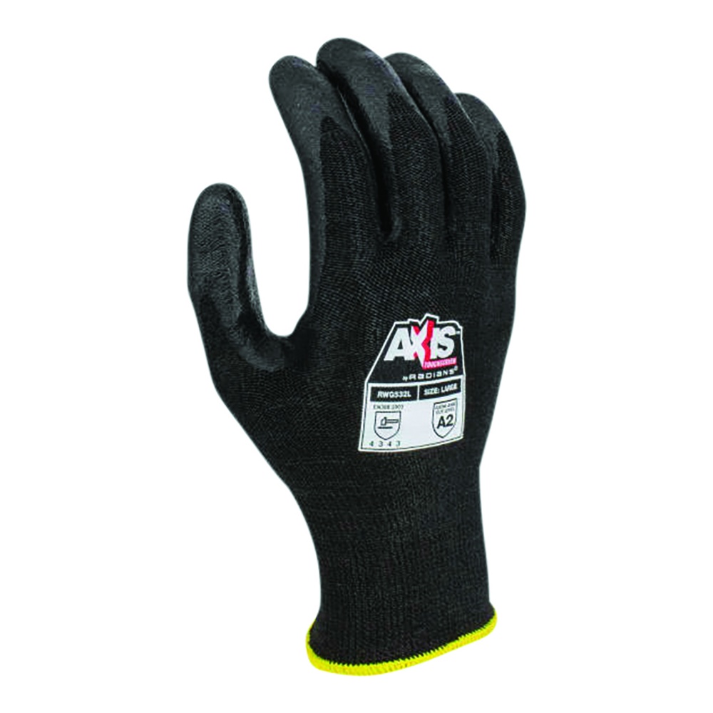 Radians AXIS™ Cut-Resistant Gloves, HPPE, Foam NBR Dipped, 13 Gauge, Black Radians AXIS™ Cut-Resistant Gloves, HPPE, Foam NBR Dipped, 13 Gauge, Black