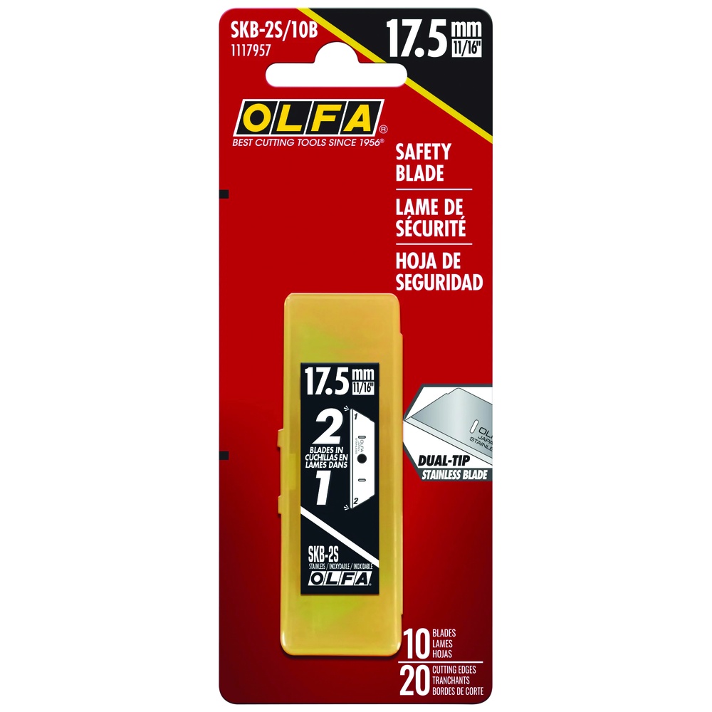 OLFA Replacement Blades, SKB-2S, Dual-Edge Stainless Steel Safety Blade, NSF