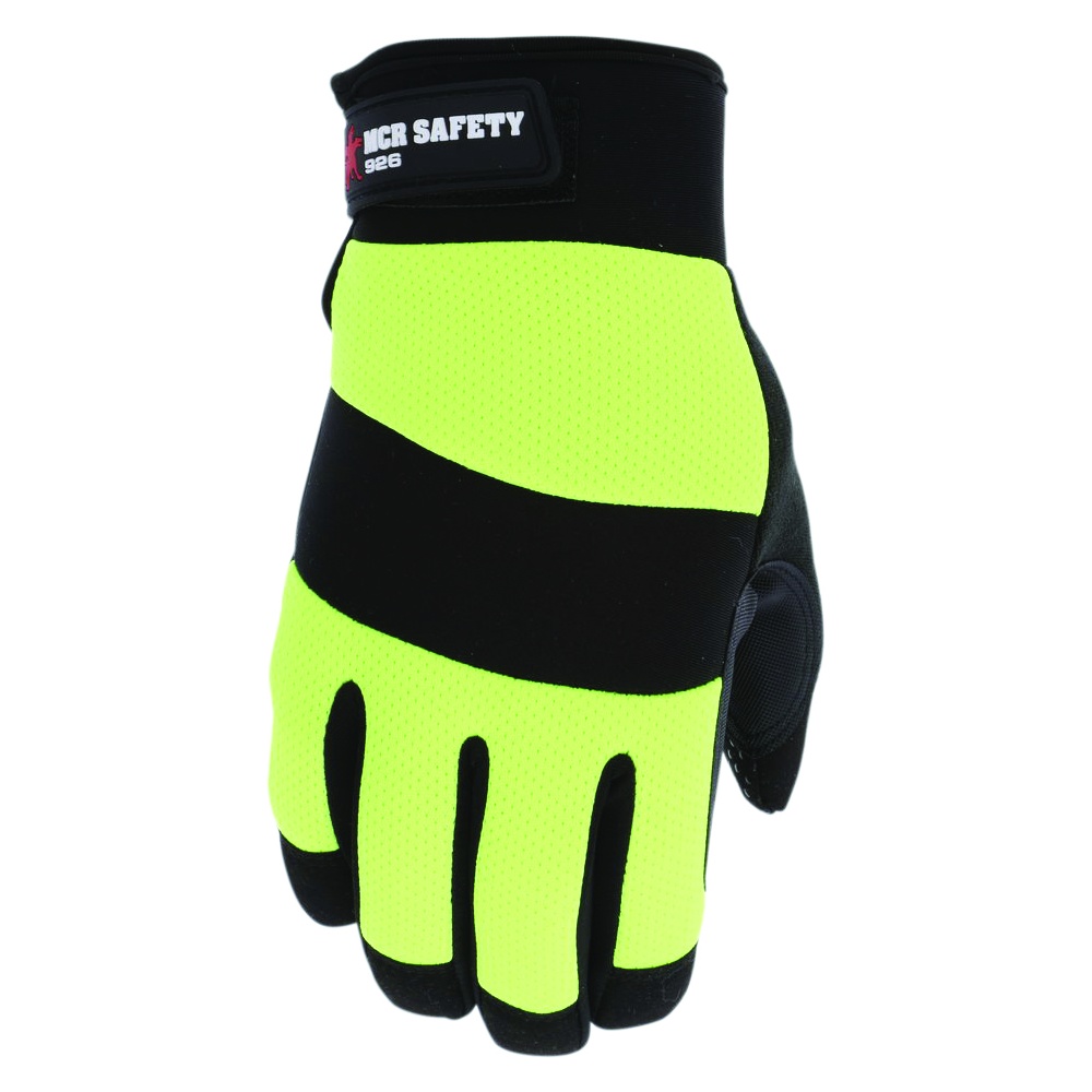 MCR Safety Mechanics Gloves, Waterproof, Thermosock® Lined, Black/Fluorescent Yellow