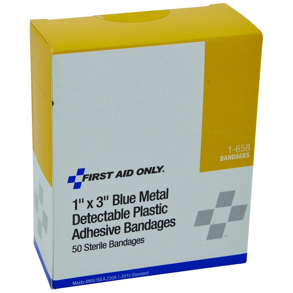 Acme Metal Detectable Blue Plastic Bandages, 1 Inch x 3 Inch