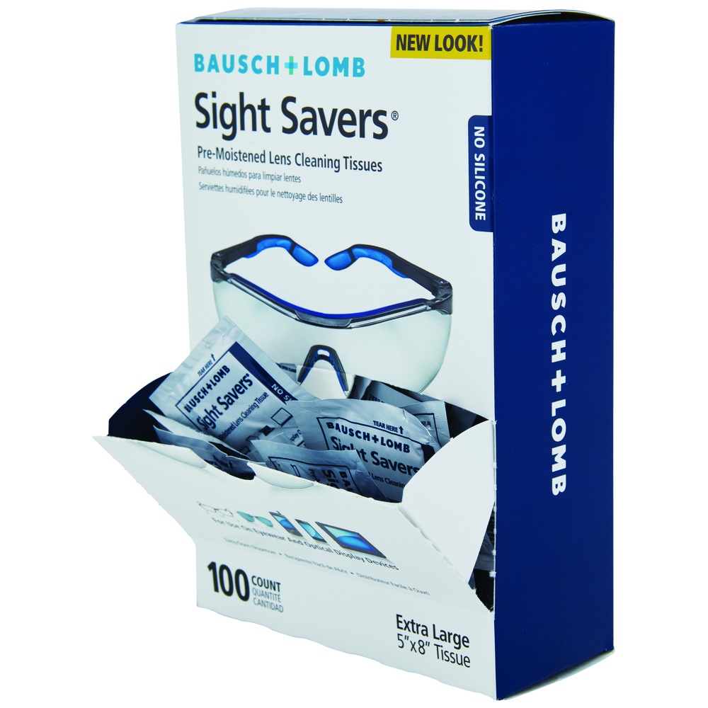 Bausch + Lomb Pre-Moistened Lens Cleaning Tissues, Anti-Fog, Anti-Static, Individually Packaged, 5 Inch x 8 Inch
