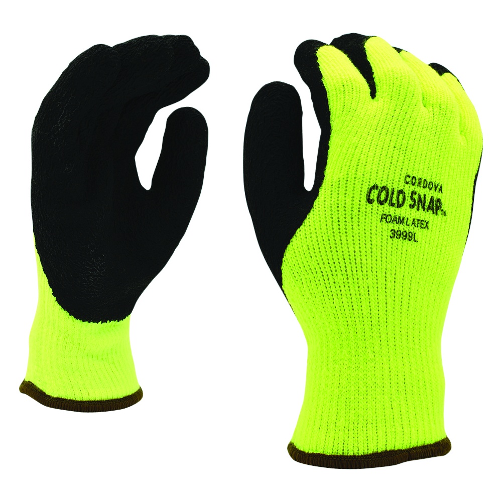 Cordova Safety Cold Snap™ Latex and Foam Cut-Resistant Gloves, Hi-Vis Green