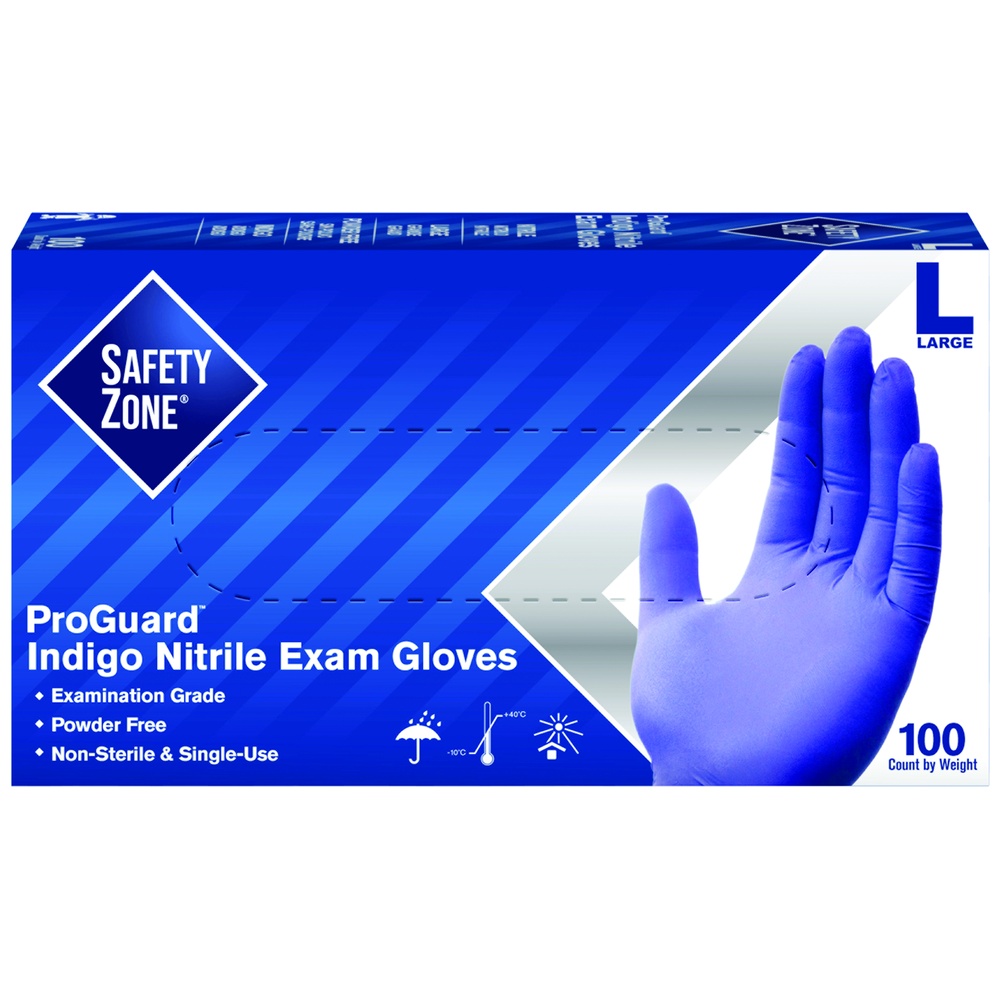 The Safety Zone® ProGuard Nitrile Gloves, 3 Mil, Powder-Free, Indigo