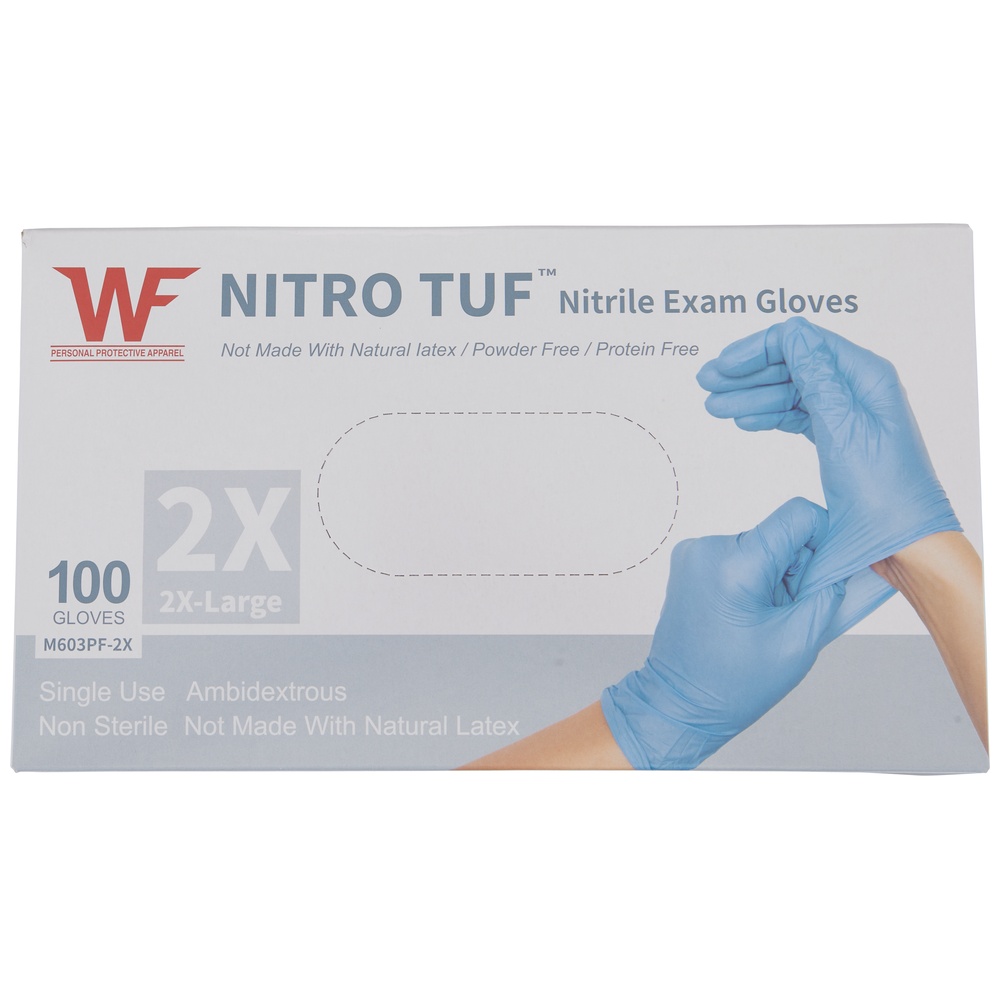 Nitro Tuf® Nitrile Gloves, Powder-Free, 4 Mil, Blue