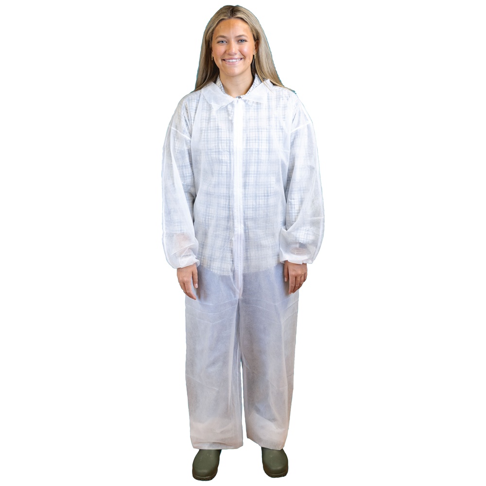 Novus Safety Apparel Coveralls, Polypropylene, Zipper, Open Wrists and Ankles