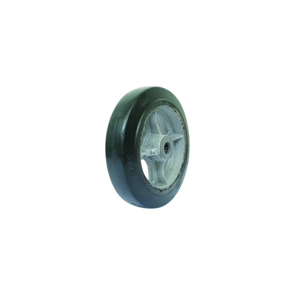 Wesco Wheels, Cast Iron Center Moldon Rubber Wheel, Roller Bearing, 8 Inch Diameter