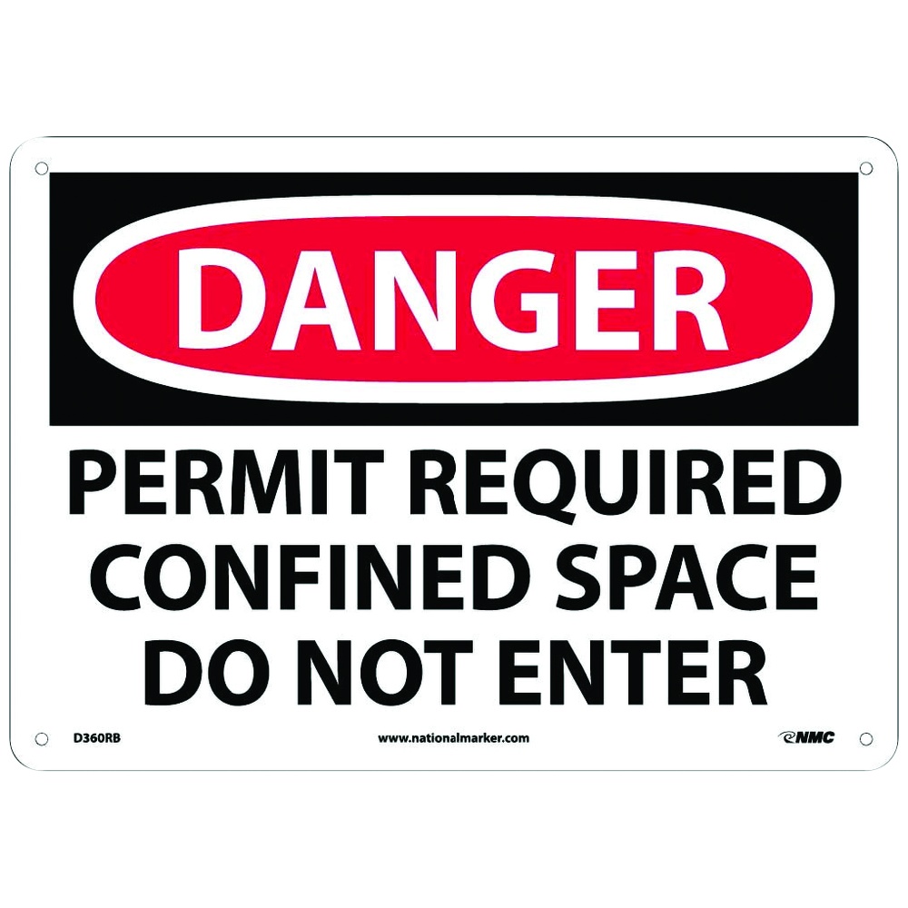 AccuFormNMC Danger Sign, "DANGER PERMIT REQUIRED CONFINED SPACE DO NOT ENTER", Rigid Plastic, 14 Inch x 10 Inch, White/Black