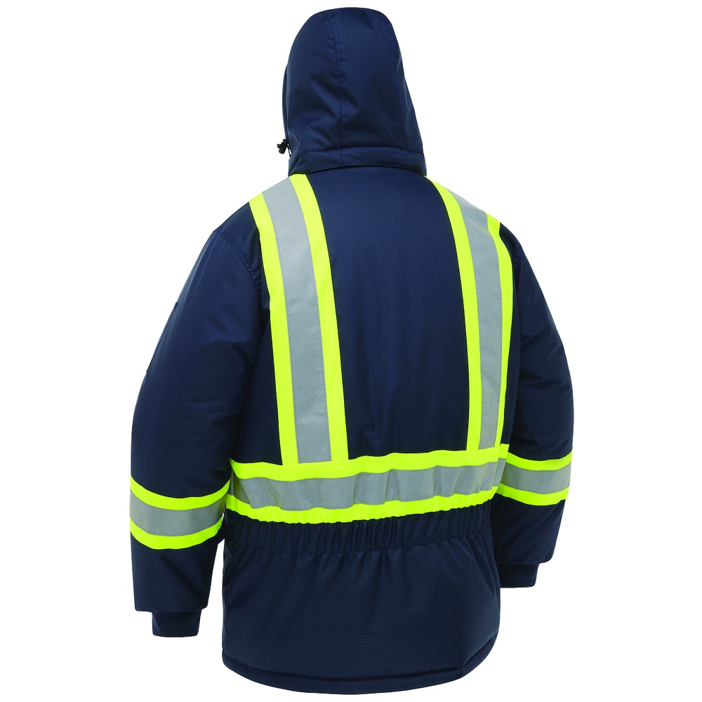 PIP Bisley® Extreme Cold Jacket, ANSI Type O Class 1, Detachable Insulated Hood, Reflective Tape, Navy