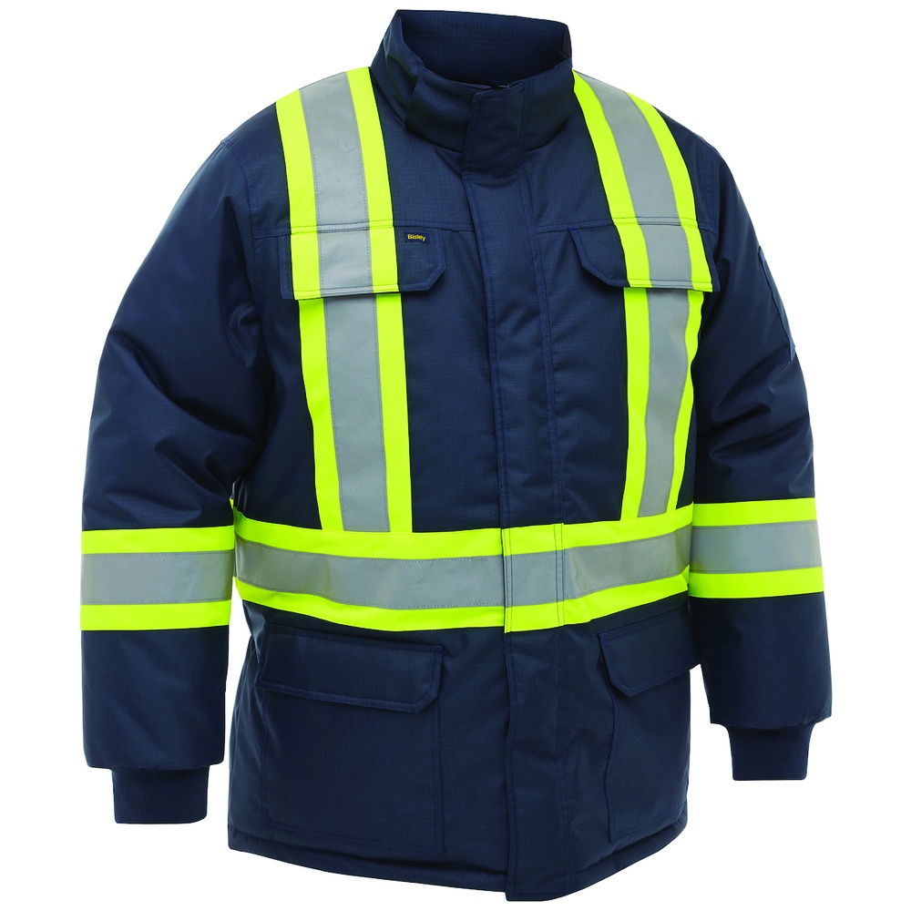 PIP Bisley® Extreme Cold Jacket, ANSI Type O Class 1, Detachable Insulated Hood, Reflective Tape, Navy