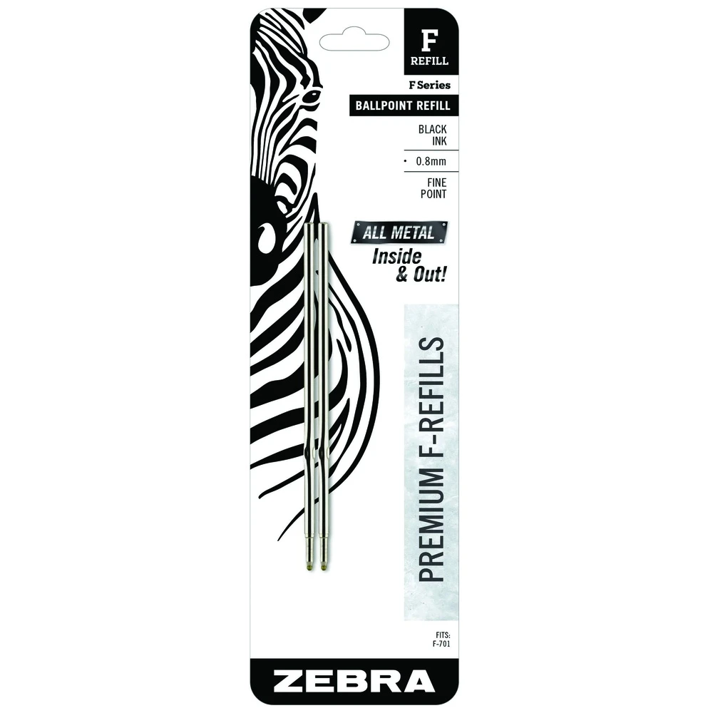 Zebra All Metal Ballpoint F-Refill, Fine Point, Black Ink