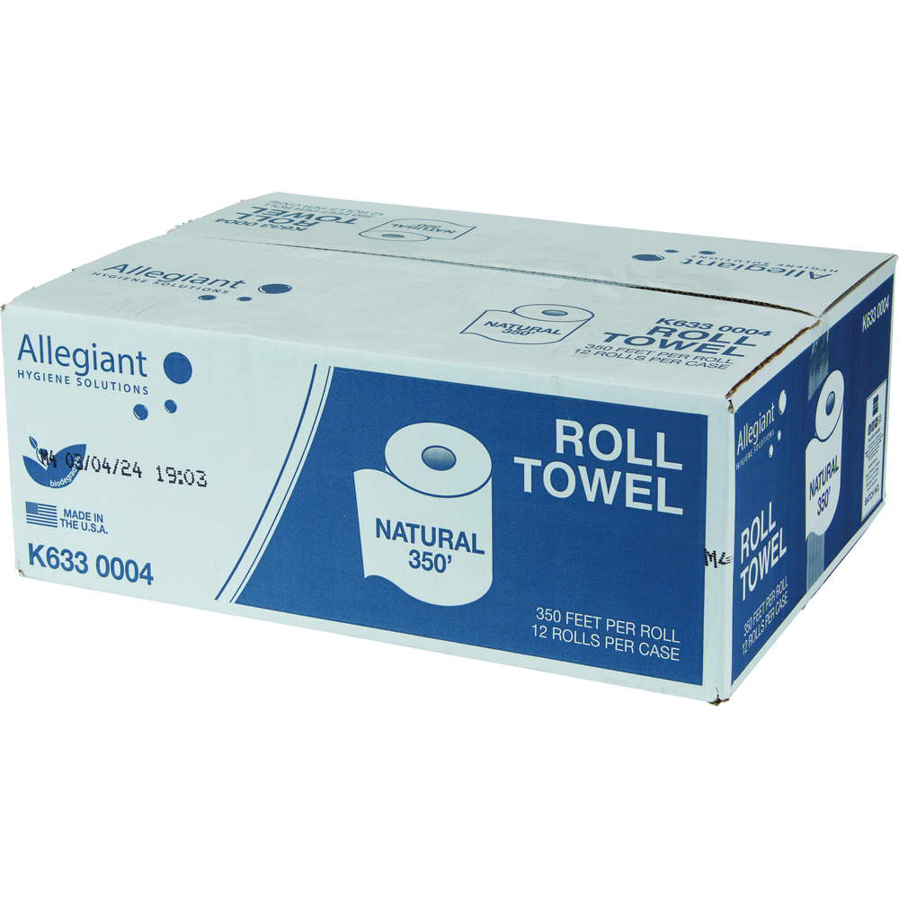 Allegiant 1-Ply Natural Paper Towel Roll, 350'
