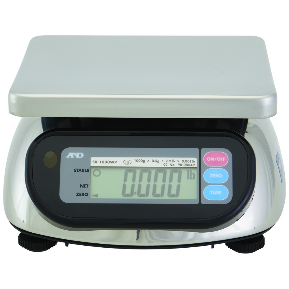 A&D Weighing SK-WP Series SK1000WP Compact Bench Scales, NSF Listed, NTEP Certified, Legal for Trade
