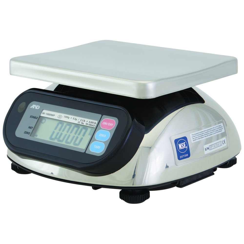 A&D Weighing SK-WP Series SK1000WP Compact Bench Scales, NSF Listed, NTEP Certified, Legal for Trade