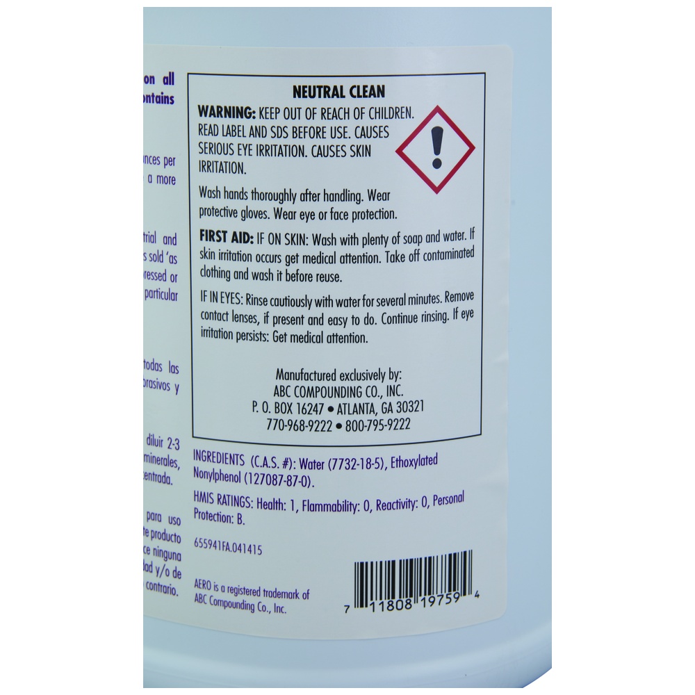 ABC Compounding Aero® Neutral Cleaner, Lemon Scent, 1 Gallon