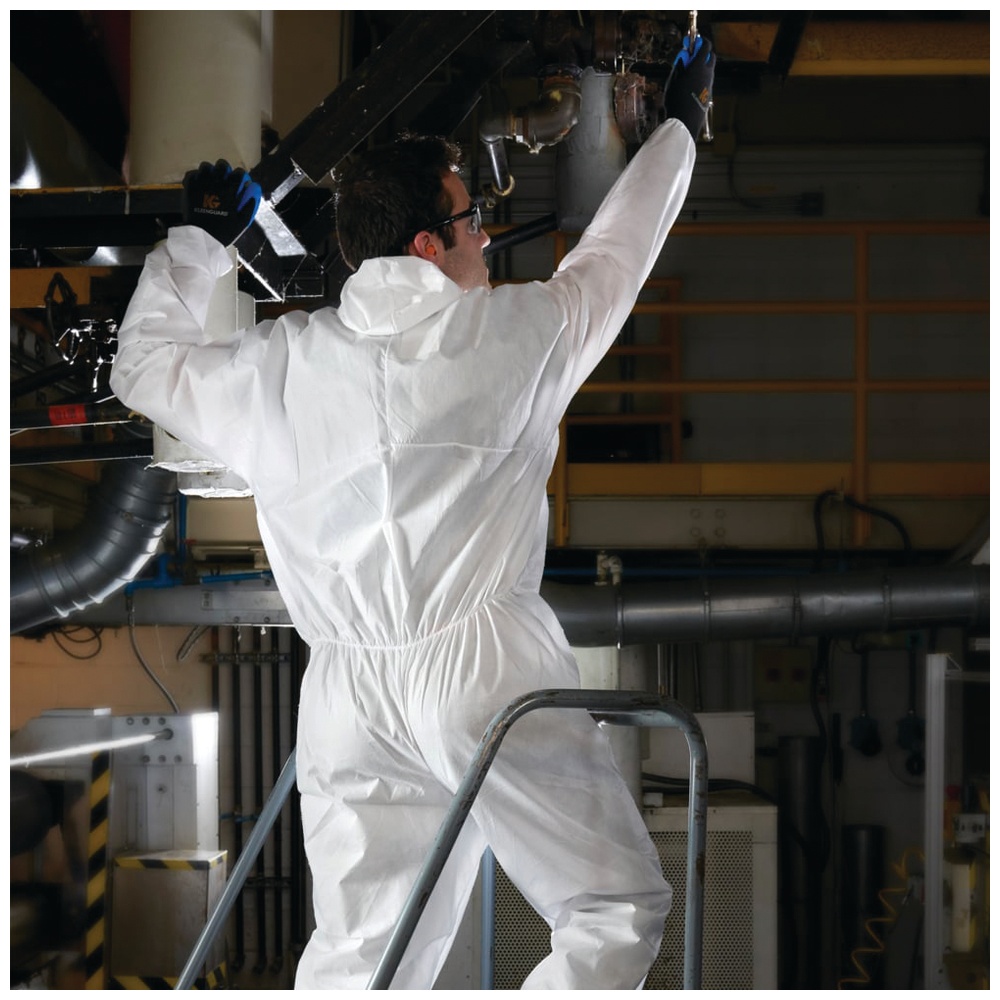 KleenGuard A20 Disposable Coveralls, Zip Front, Elastic Back, Wrist and Ankles, Hood