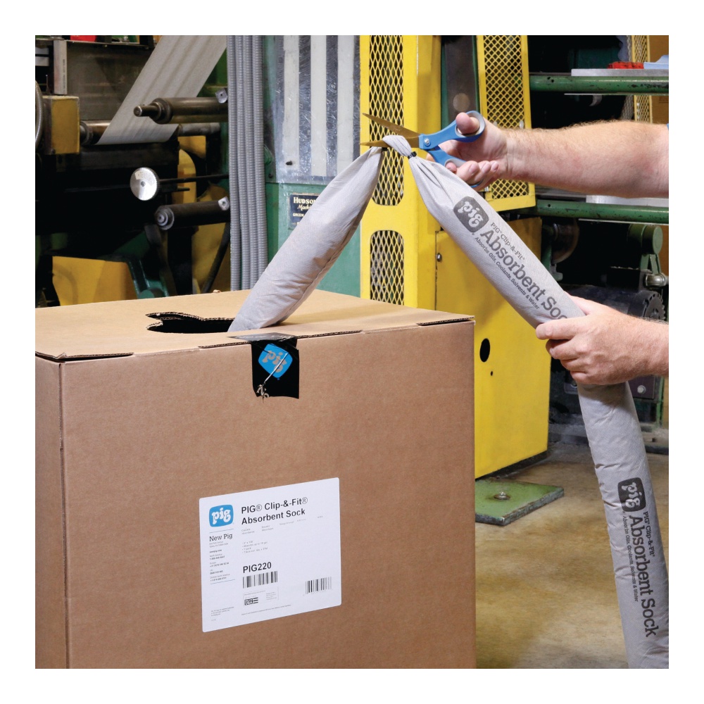 New Pig Clip and Fit® Absorbent Sock With Corncob Filler New Pig Clip and Fit® Absorbent Sock With Corncob Filler