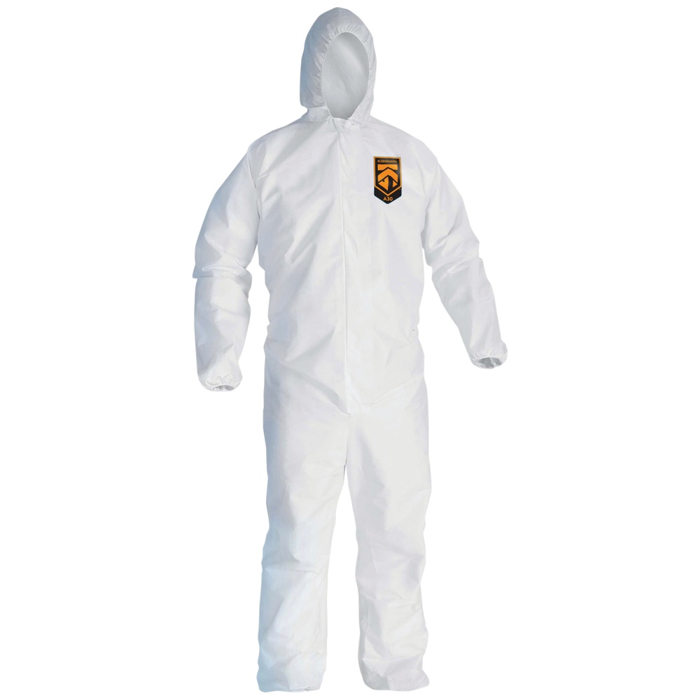 KleenGuard™ A30 Disposable Coveralls, Zip Front, Elastic Wrist and Ankles, Hood