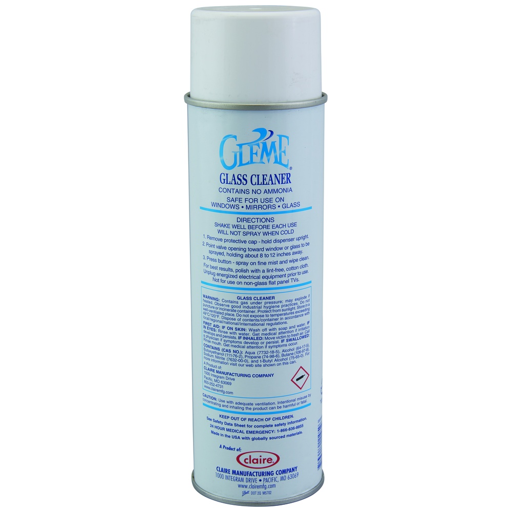 Claire® Gleme Glass Cleaner, Aerosol, 19 Ounce