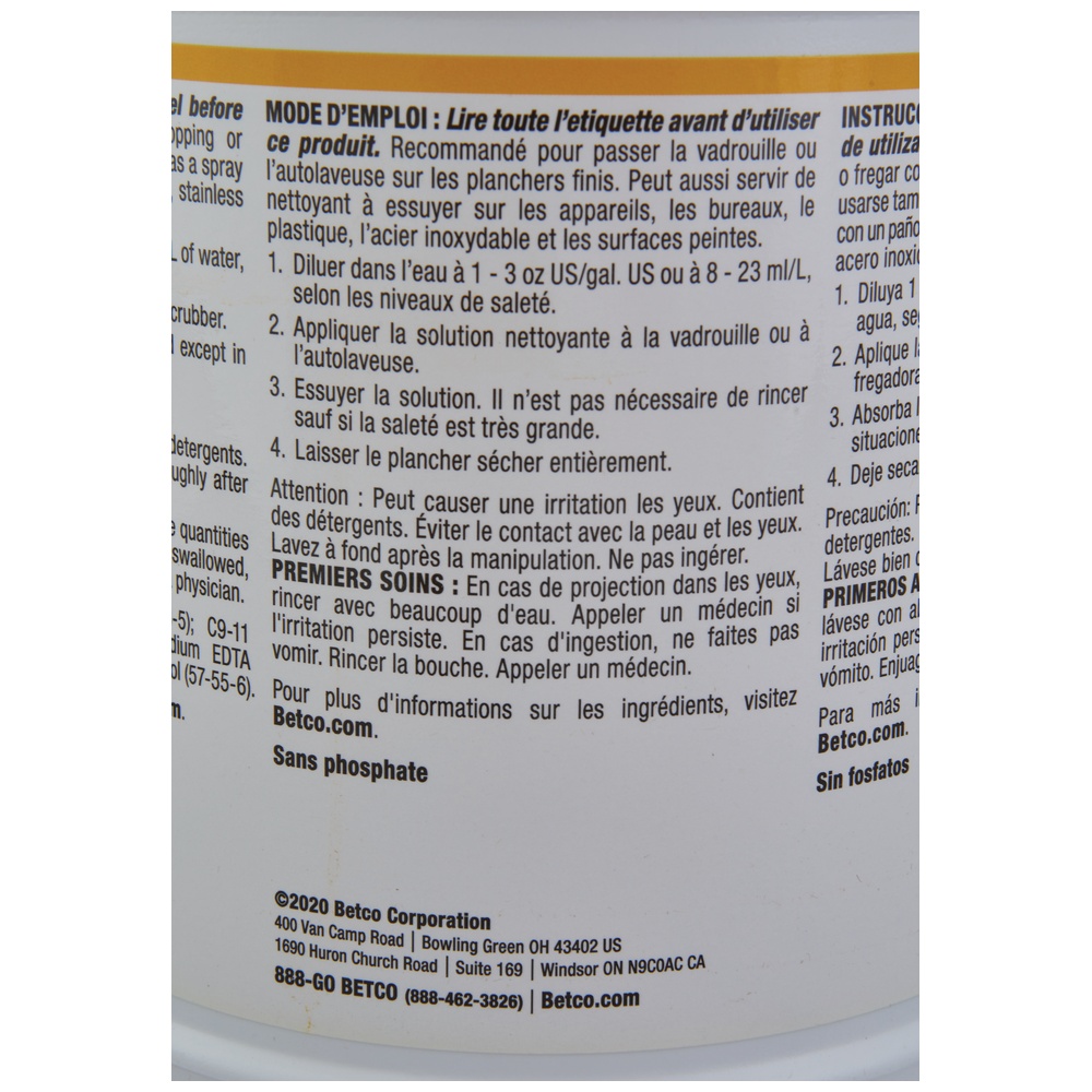 Betco pH7 Neutral Floor Cleaner, Lemon Scent