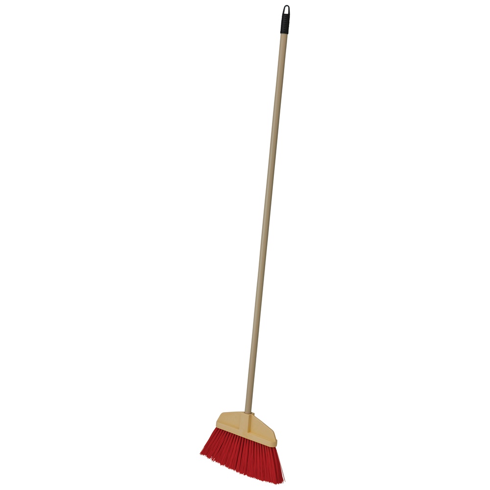 Medium Orange Unflagged Bristle Bruske Poly Cap Broom™, Synthetic Bristles, 54 Inch Coated Metal Handle