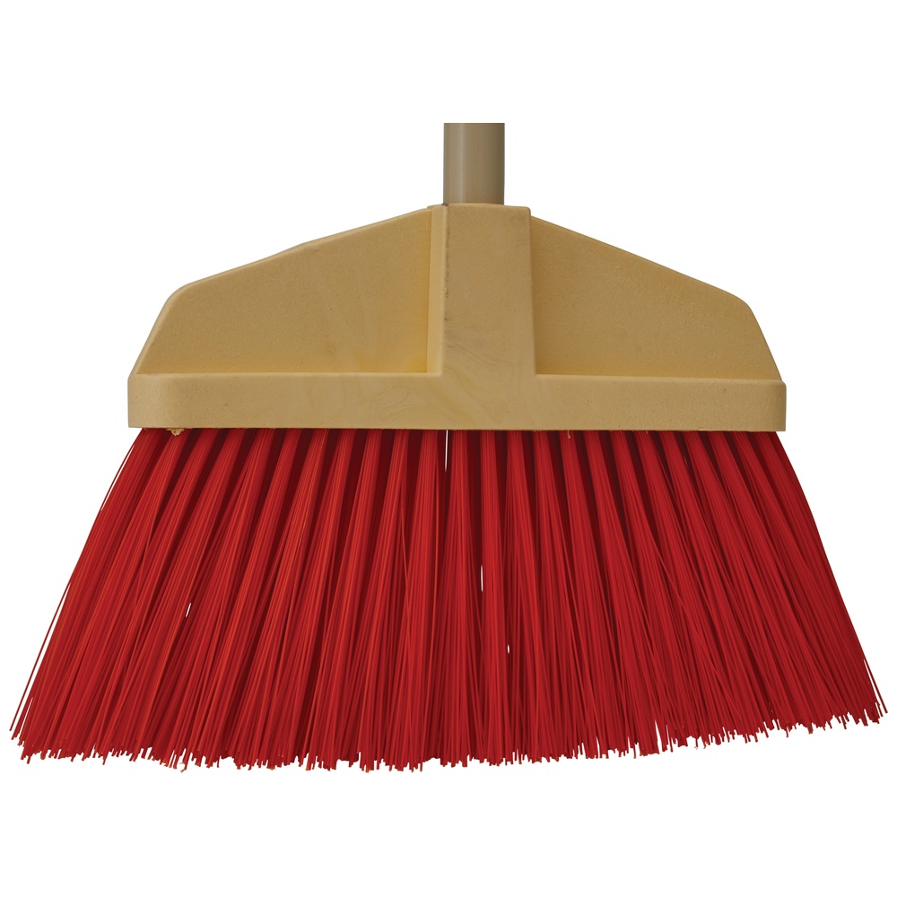 Medium Orange Unflagged Bristle Bruske Poly Cap Broom™, Synthetic Bristles, 54 Inch Coated Metal Handle