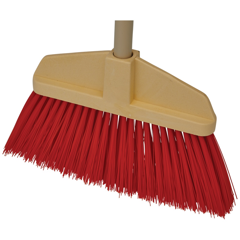 Medium Orange Unflagged Bristle Bruske Poly Cap Broom™, Synthetic Bristles, 54 Inch Coated Metal Handle