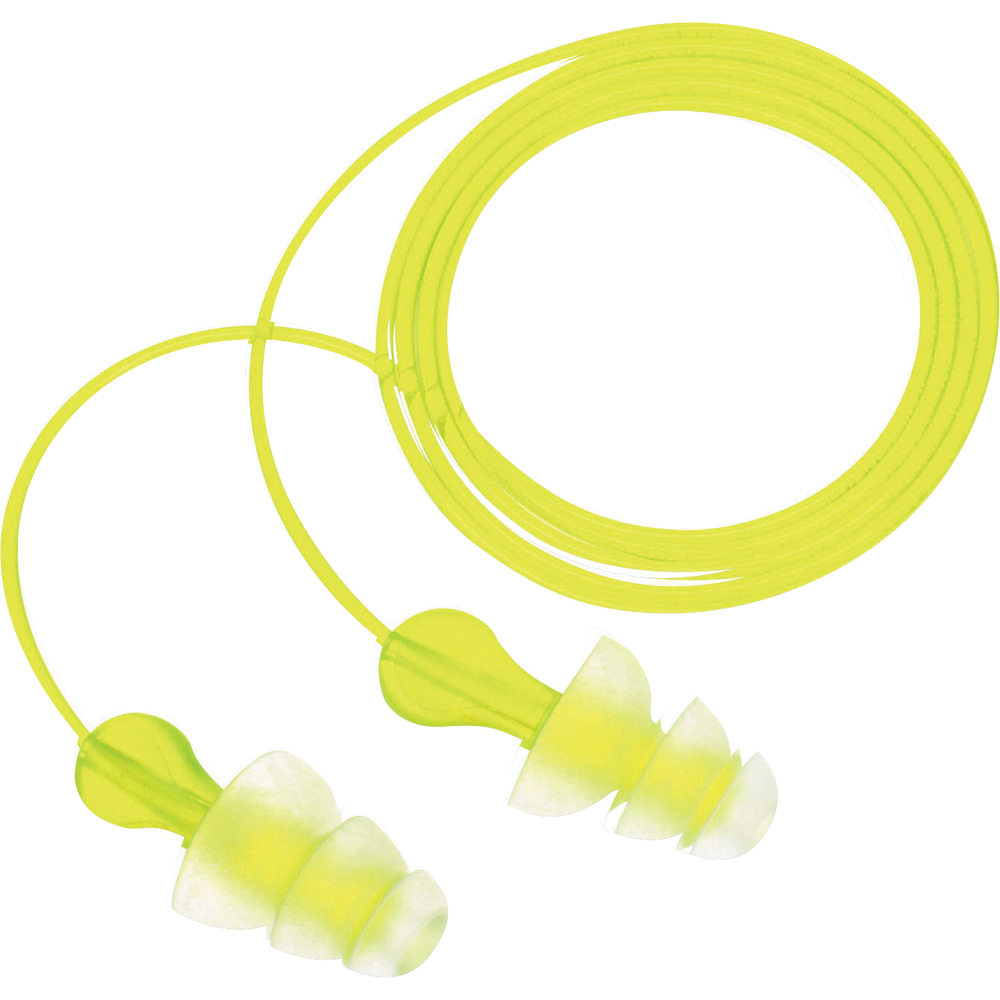 3M™ Tri-Flange™ Earplugs P3000, Vinyl Cord, NRR 26