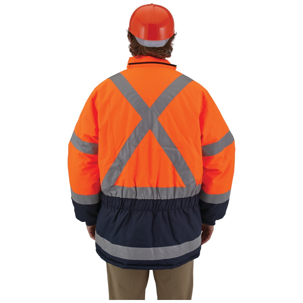 PIP Bisley® Hi-Vis X-Back Extreme Cold Jacket, Hi-Vis Orange/Navy