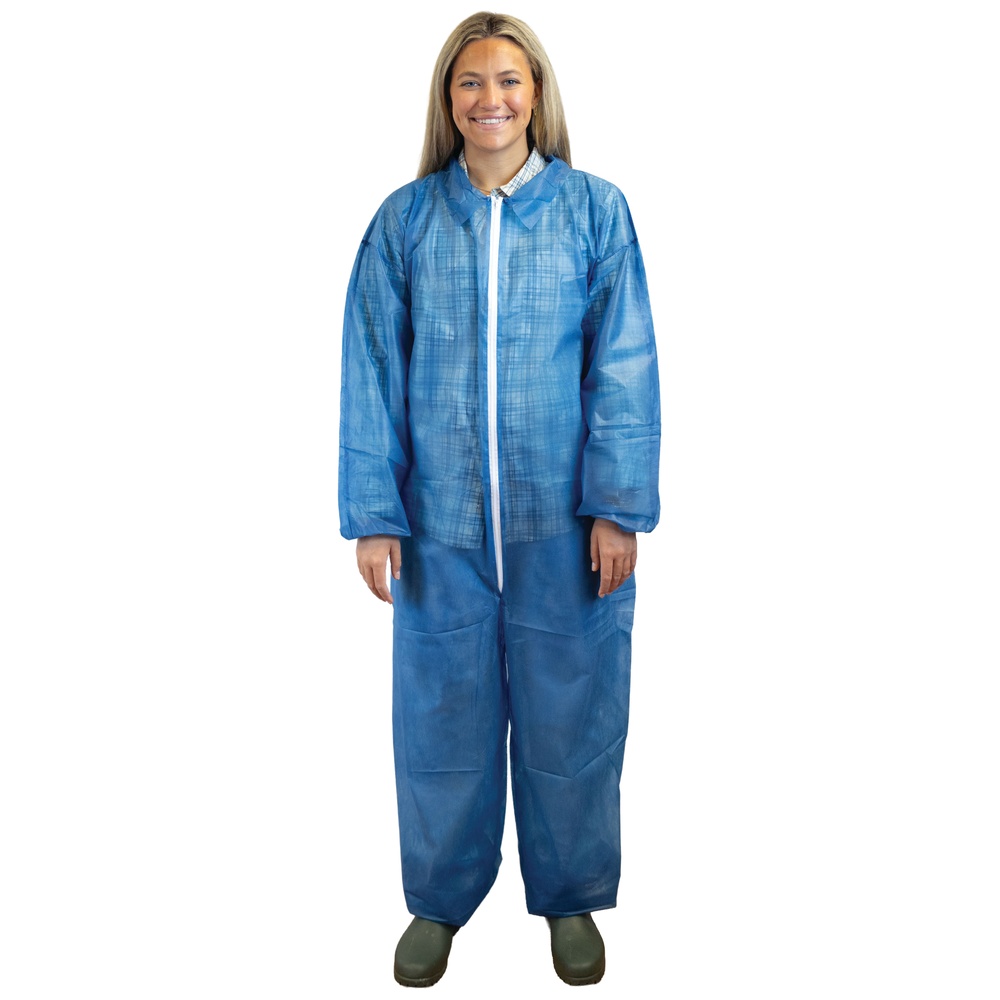 Novus Safety Apparel Coveralls, Polypropylene, Zipper, Elastic Wrist and Ankles