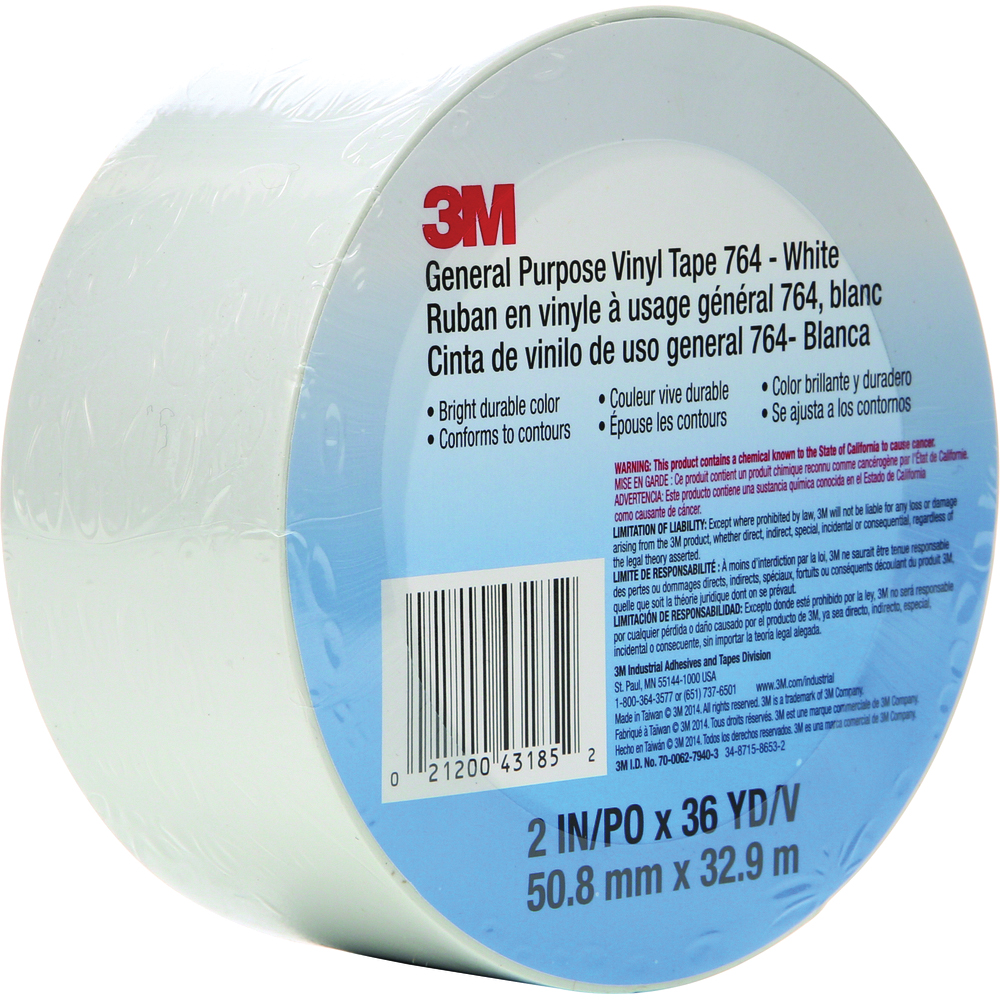 3M 764 General Purpose Vinyl Tape, White