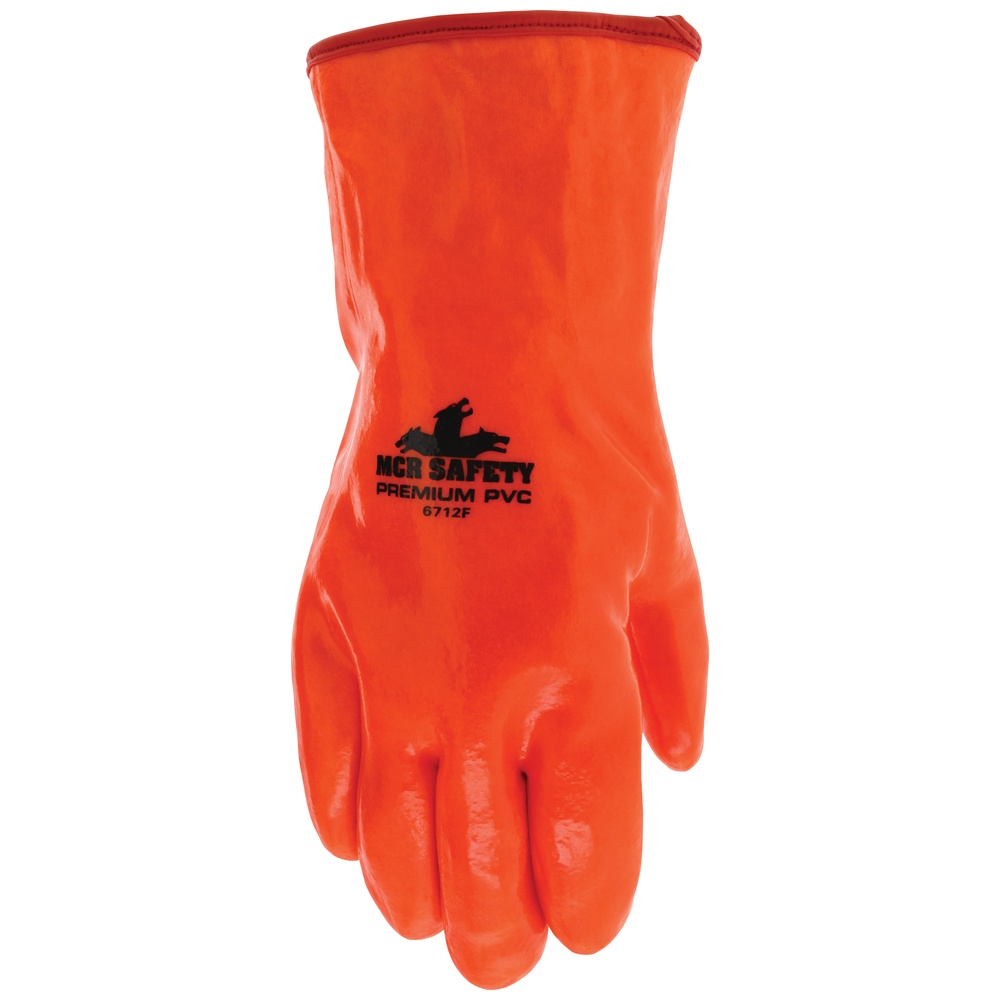 MCR Safety Cut-Resistant, Single Dipped, Insulated PVC Gloves, Orange