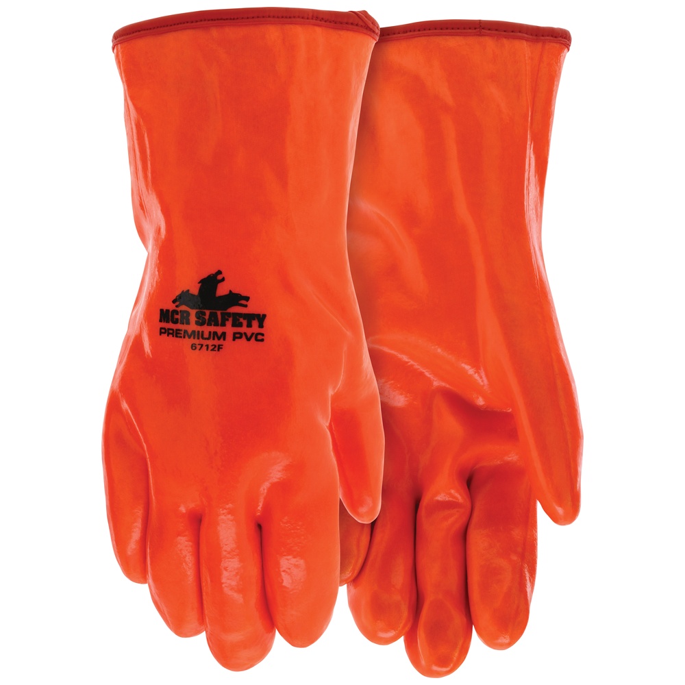 MCR Safety Cut-Resistant, Single Dipped, Insulated PVC Gloves, Orange