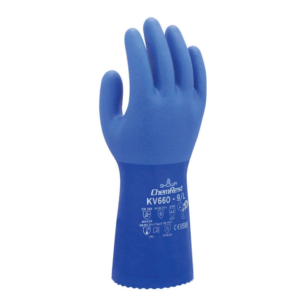 Showa ChemRest KV660 Cut- and Chemical-Resistant Gloves, Blue
