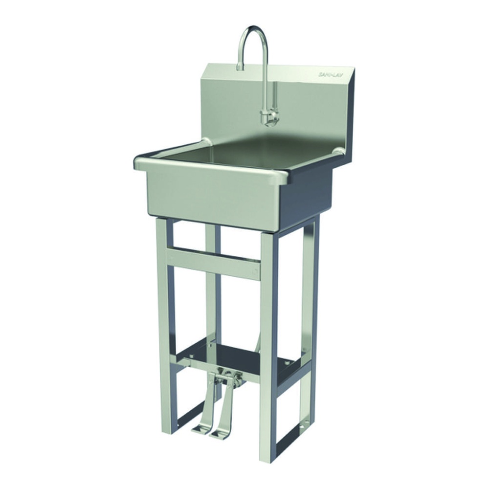 Sani-Lav Foot Pedal Floor Mounted Stainless Steel Sink 20in x 17.5in x 43.5in