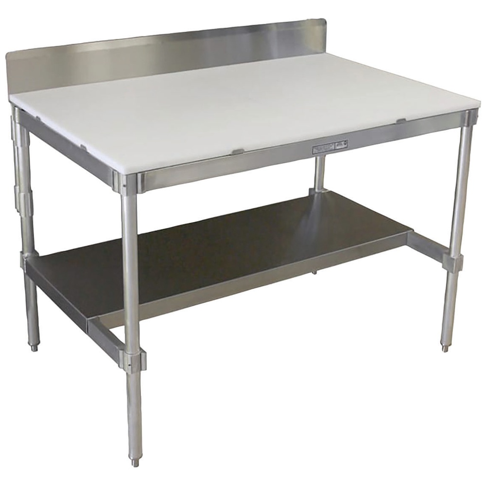 PVI Poly Top Aluminum I-Frame Work Table with Back Splash