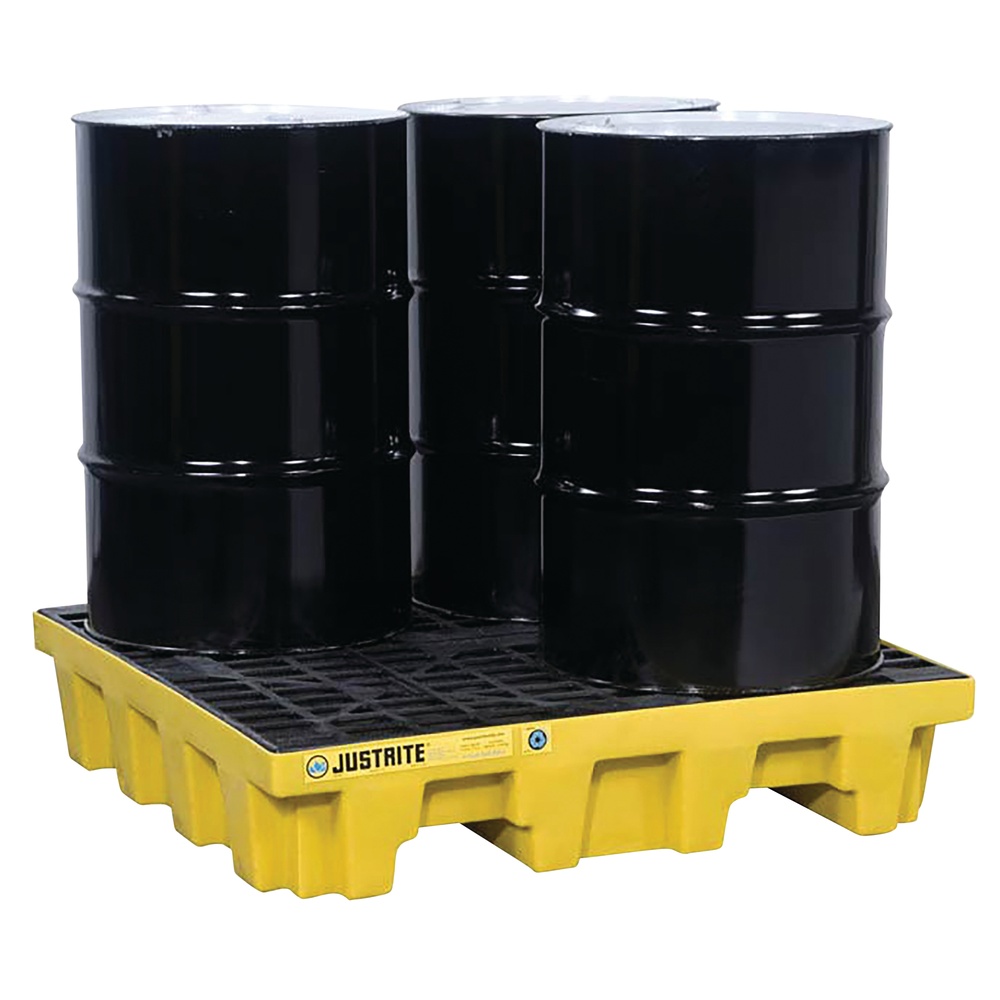 Justrite 28634 EcoPolyBlend™ Square Plastic Pallet w/o Drain, 4 Drum