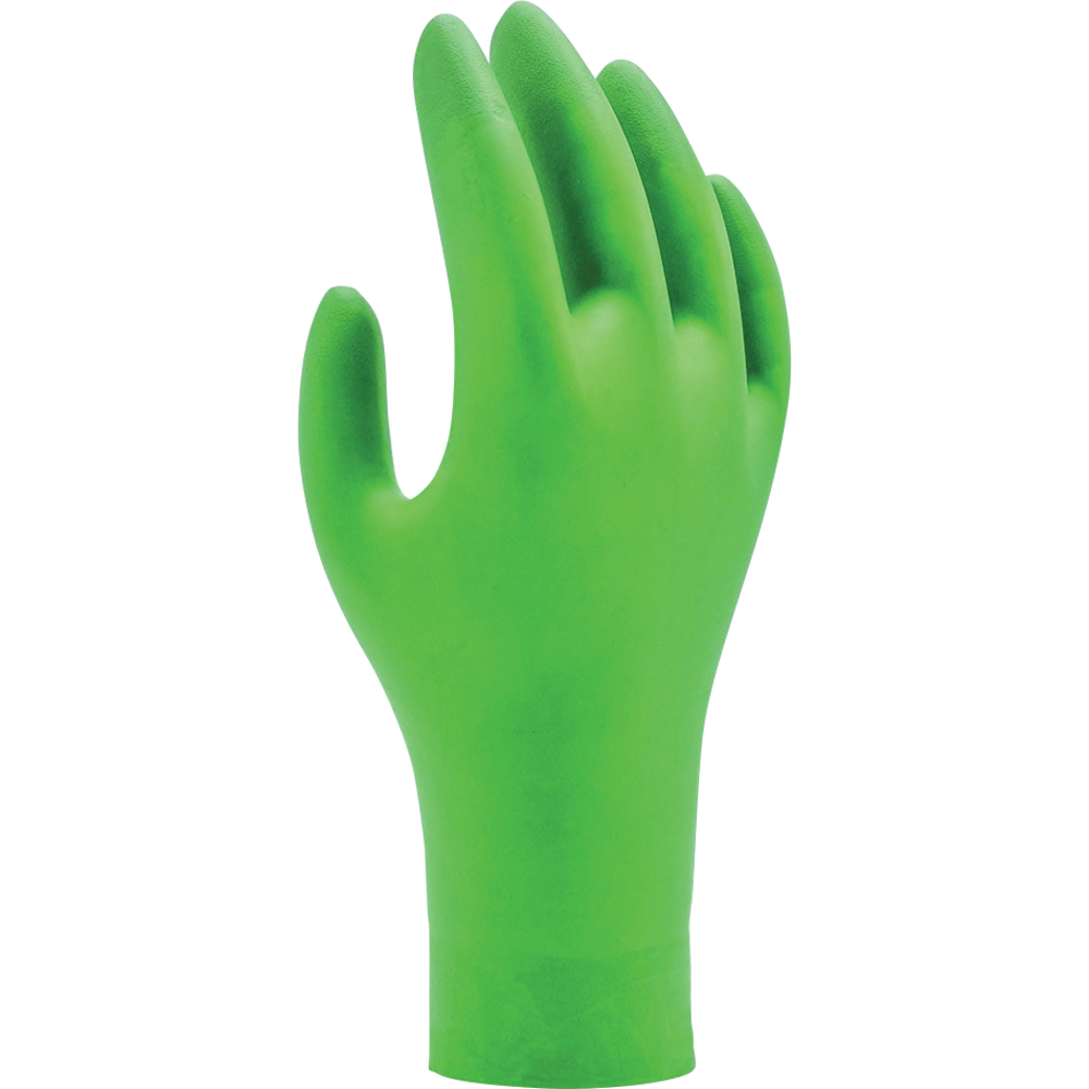 SHOWA® 6110PF Disposable Nitrile Disposable Gloves, 4mil, Powder-Free, Textured, Green