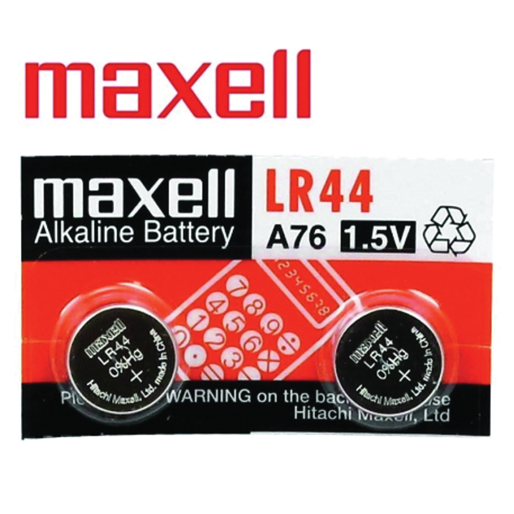 Maxell LR44 Alkaline Batteries, 2 per Pack