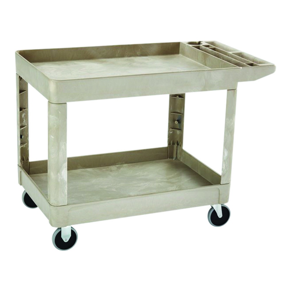 Rubbermaid Heavy Duty Utility Cart w/ Flat Handle Storage Compartments, Lipped Shelf, Small Rubbermaid Heavy Duty Utility Cart w/ Flat Handle Storage Compartments, Lipped Shelf, Small