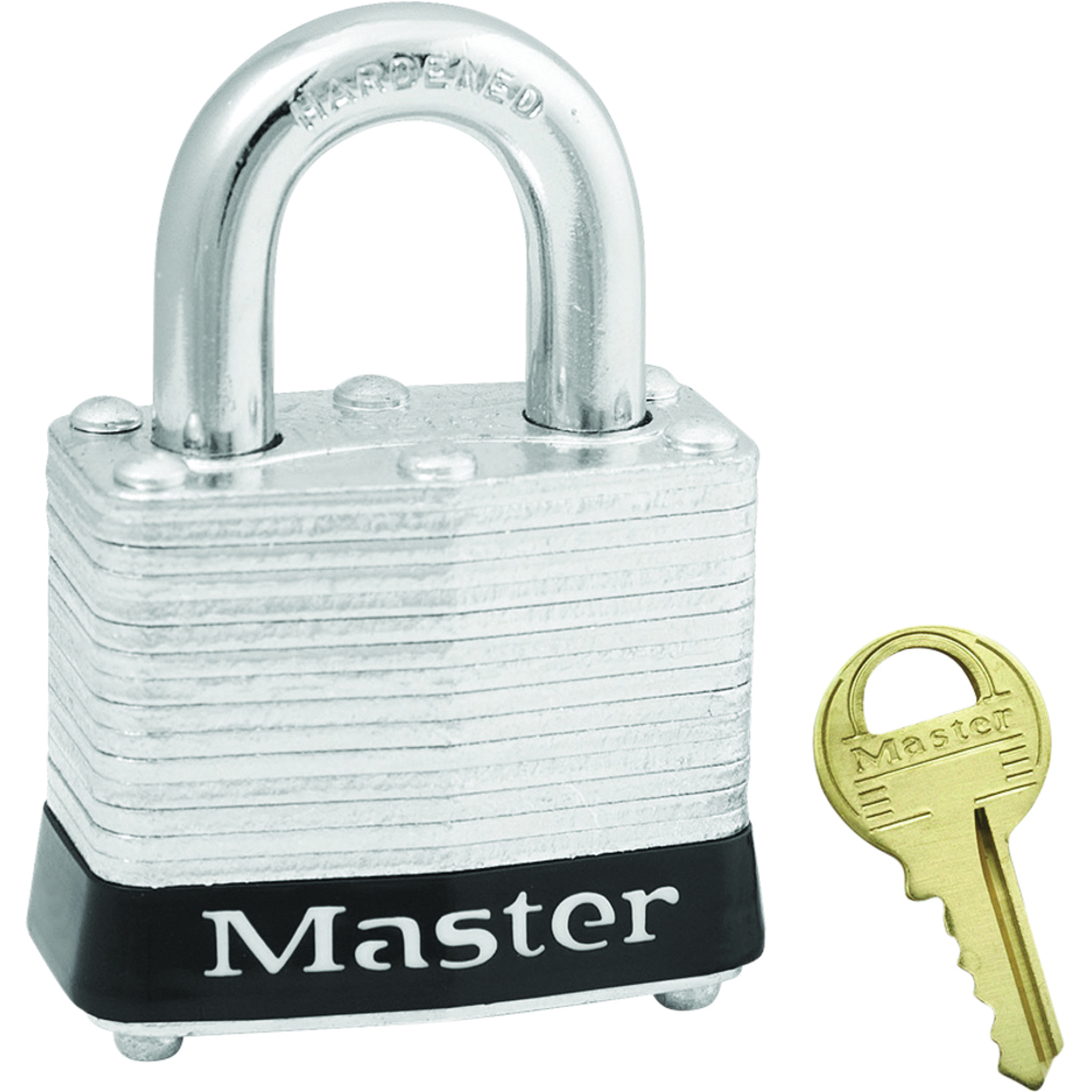 Master Lock 1-9/16in Wide Laminated Reinforced Steel Safety Padlock, Keyed Different