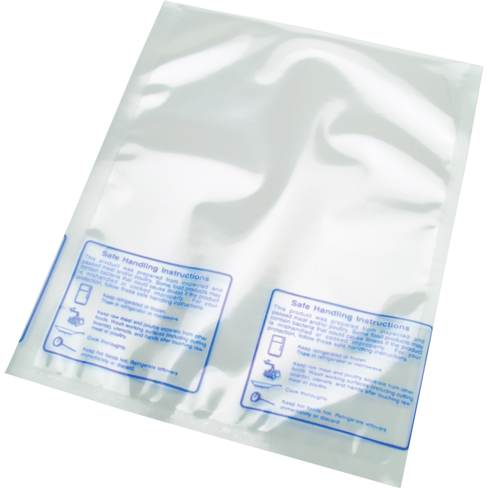 Clarity 3 Mil Pre-Printed Vacuum Pouches with Safe Handling Labels