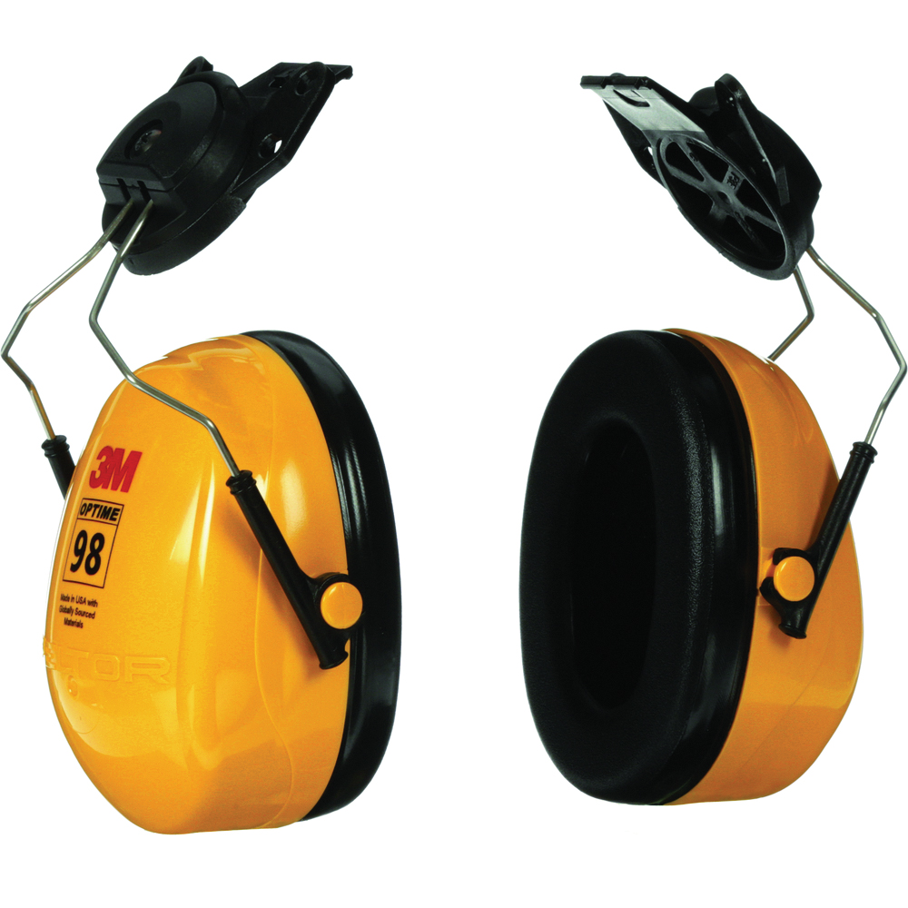 3M H9P3E PELTOR Optime 98 Earmuffs, NRR 23, Hard Hat Attached