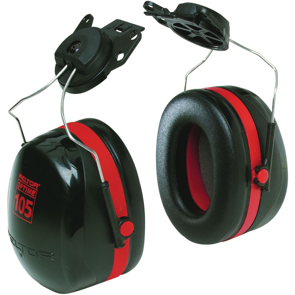 3M H10P3E Peltor Optime 105 Earmuffs, NRR 27, Hard Hat Attached