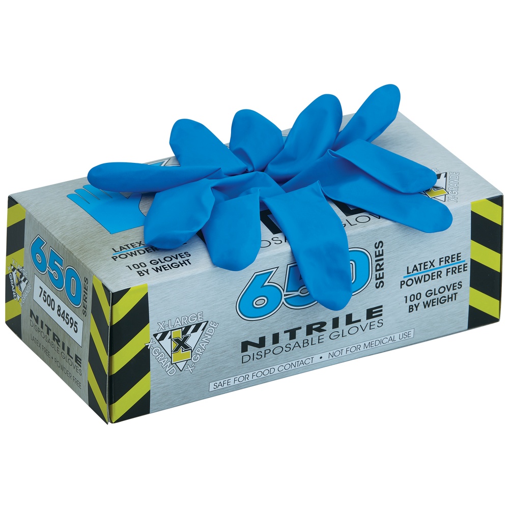 WorkHorse 650 Series Disposable Nitrile Gloves, Powder-Free, Latex Free, 5 Mil