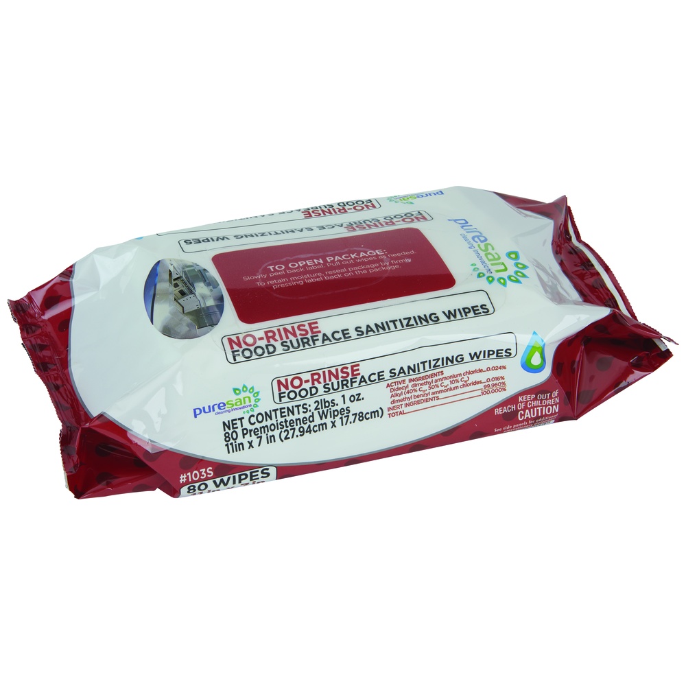 Puresan No Rinse Food Surface Sanitizer Wipes
