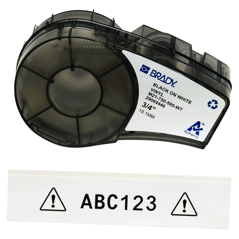 Brady All Weather Permanent Adhesive Vinyl Label Tape with Ribbon for M21 Printers, 0.75"