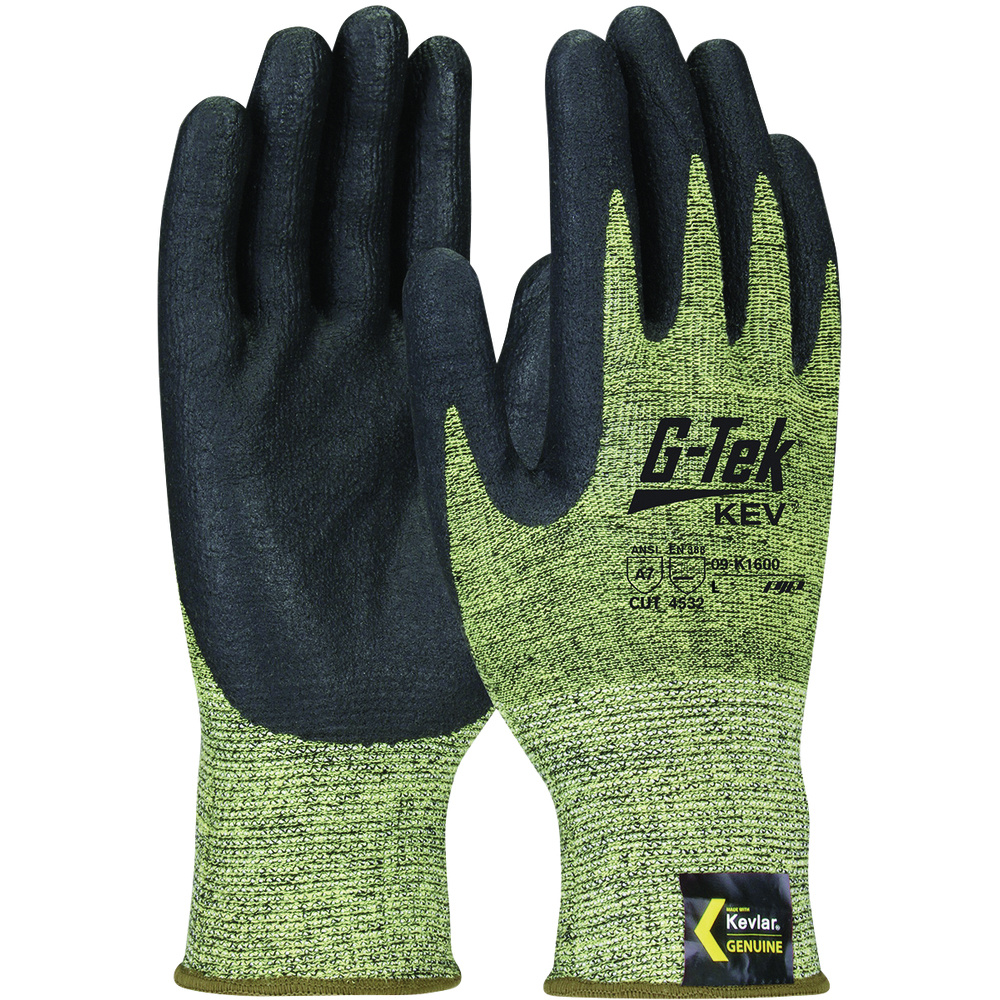 PIP G-Tek® KEV™ Cut-Resistant Gloves, DuPont™ Kevlar® Blend, Nitrile Coated, Foam Grip, 13 Gauge, Yellow/Black