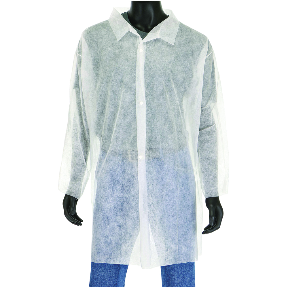 PIP Standard Weight Lab Coat, 20 GSM Polypropylene, No Pockets, Snaps