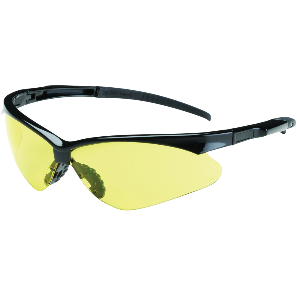 PIP Adversary™ Semi-Rimless Safety Glasses, Anti-Scratch, Black Frame, Amber Lens