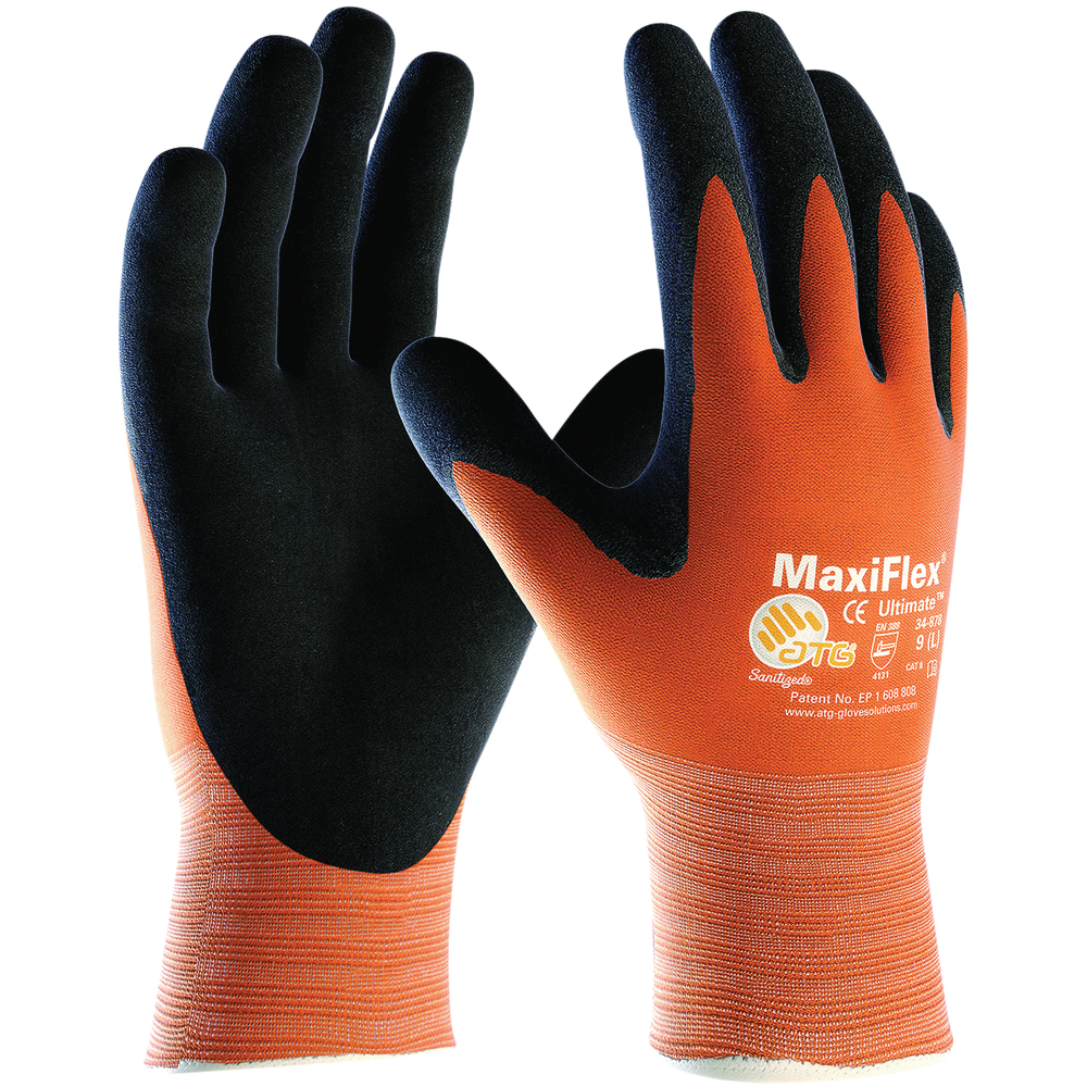 PIP MaxiFlex® Ultimate™ Gloves, Nylon, Nitrile Coated, MicroFoam Grip, Orange